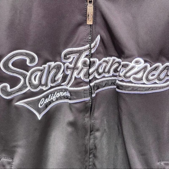 San Francisco Jacket Adult Small Black White Full Zip Embroidered Track Pockets - Picture 3 of 6